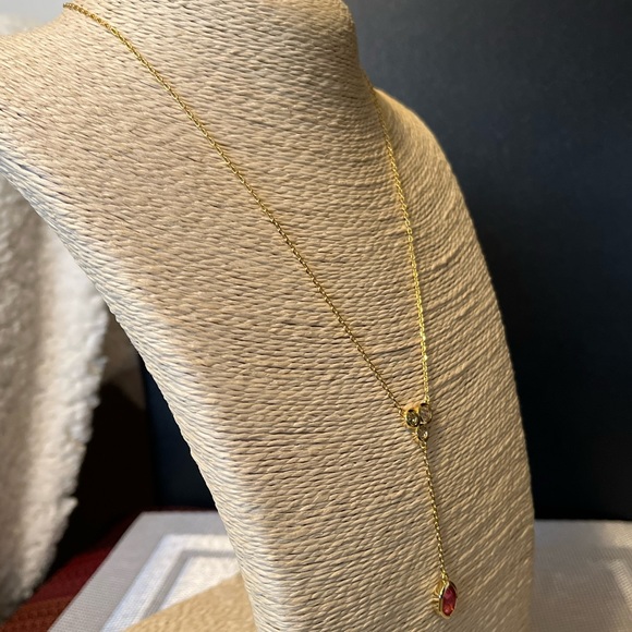 REAL SIMPLE STYLE TALIA NWT YELLOW GOLD-PLATED & PINK/CLEAR CRYSTALS NECKLACE - Picture 5 of 14
